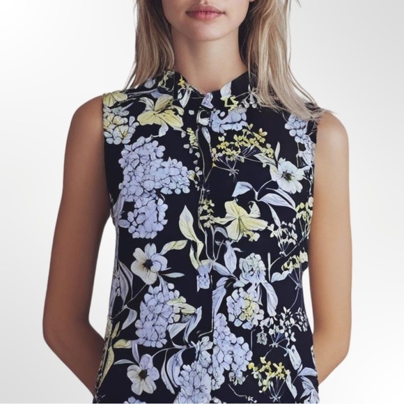 Karl Lagerfeld Paris | Floral Sleeveless Collar Button Down Blouse Size Medium - Picture 1 of 9